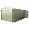Garage double en metal vert pâle 18m² + kit d'ancrage X-METAL
