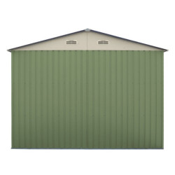 Garage double en metal vert pâle 18m² + kit d'ancrage X-METAL