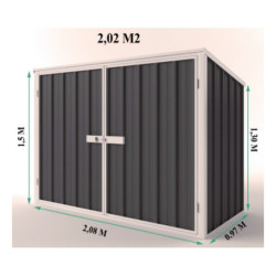 Abri en métal Colorbond gris de 2,02m² Bikestore Easyshed