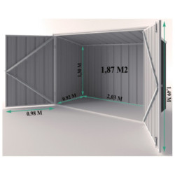 Abri en métal Colorbond gris de 2,02m² Bikestore Easyshed