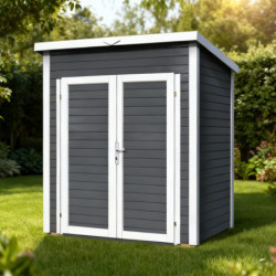 Abri en bois traité et peint gris Skur 1 de 2,19m² + plancher Baltic