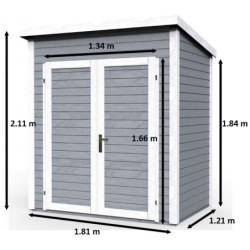Abri en bois traité et peint gris Skur 1 de 2,19m² + plancher Baltic