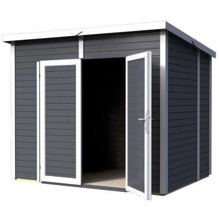 Abri en bois traité anthracite 4,31m² Skur 4 + plancher Baltic
