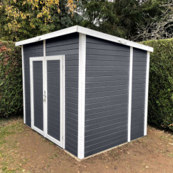 Abri en bois traité anthracite 4,31m² Skur 4 + plancher Baltic