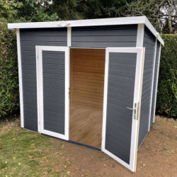Abri en bois traité anthracite 4,31m² Skur 4 + plancher Baltic