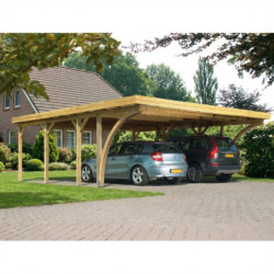 Carport 2 voitures en bois autoclave 40,2m² à 2 arcs Karibu