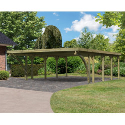 Carport 2 voitures en bois autoclave 40,2m² à 2 arcs Karibu