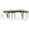 Carport double bois autoclave 40,2m² + toit acier + 2 arcs Karibu
