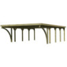 Carport double bois autoclave 40,2m² + toit acier + 2 arcs Karibu