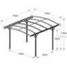 Carport en alu anthracite 3x3,63m + polycarbonate 6mm X-METAL
