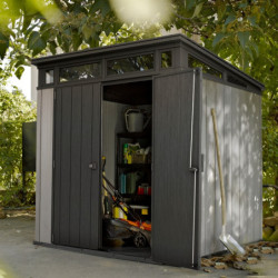 Abri toit plat en résine brossée Brossium 4,7m² + Plancher Keter