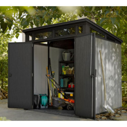 Abri toit plat en résine brossée Brossium 4,7m² + Plancher Keter