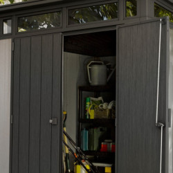 Abri toit plat en résine brossée Brossium 4,7m² + Plancher Keter