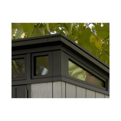 Abri toit plat en résine brossée Brossium 4,7m² + Plancher Keter