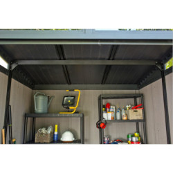 Abri toit plat en résine brossée Brossium 4,7m² + Plancher Keter