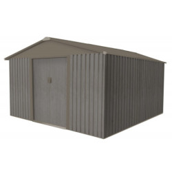 Abri de jardin en métal imitation bois 9,66m² "Look Bois Vieilli"