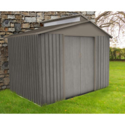 Abri de jardin métal avec puit de lumière 5,44m² imitation bois