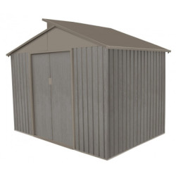 Abri de jardin métal avec puit de lumière 5,44m² imitation bois