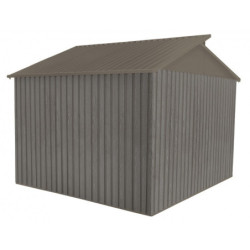 Abri en métal avec puit de lumière 7,25m² imitation bois vieilli