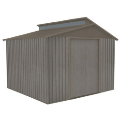 Abri en métal avec puit de lumière 7,25m² imitation bois vieilli