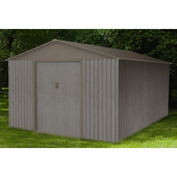 Abri de jardin en métal 13,51m² imitation bois vieilli