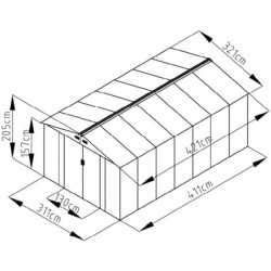 Abri de jardin en métal 13,51m² imitation bois vieilli