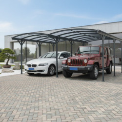 Carport double en alu anthracite et polycarbonate 6mm X-METAL