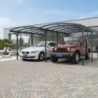 Carport double en alu anthracite et polycarbonate 6mm X-METAL
