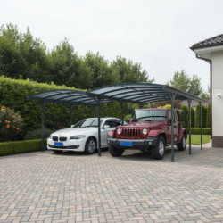 Carport double en alu anthracite et polycarbonate 6mm X-METAL