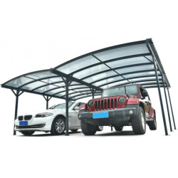 Carport double en alu anthracite et polycarbonate 6mm X-METAL