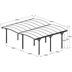 Carport double en alu anthracite et polycarbonate 6mm X-METAL