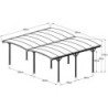 Carport double en alu anthracite et polycarbonate 6mm X-METAL