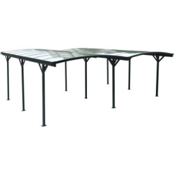 Carport double en alu anthracite et polycarbonate 6mm X-METAL