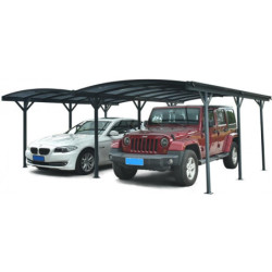 Carport double en alu anthracite et polycarbonate 6mm X-METAL