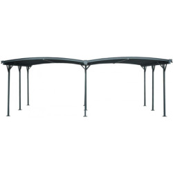 Carport double en alu anthracite et polycarbonate 6mm X-METAL
