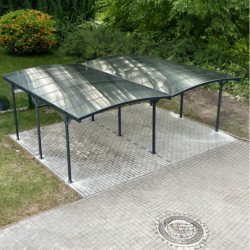 Carport double en alu anthracite et polycarbonate 6mm X-METAL