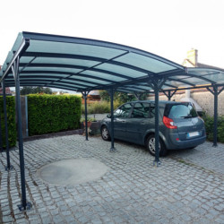 Carport double en alu anthracite et polycarbonate 6mm X-METAL