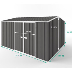Abri atelier en métal couleur ardoise 11,25m² 375x300cm EASYSHED
