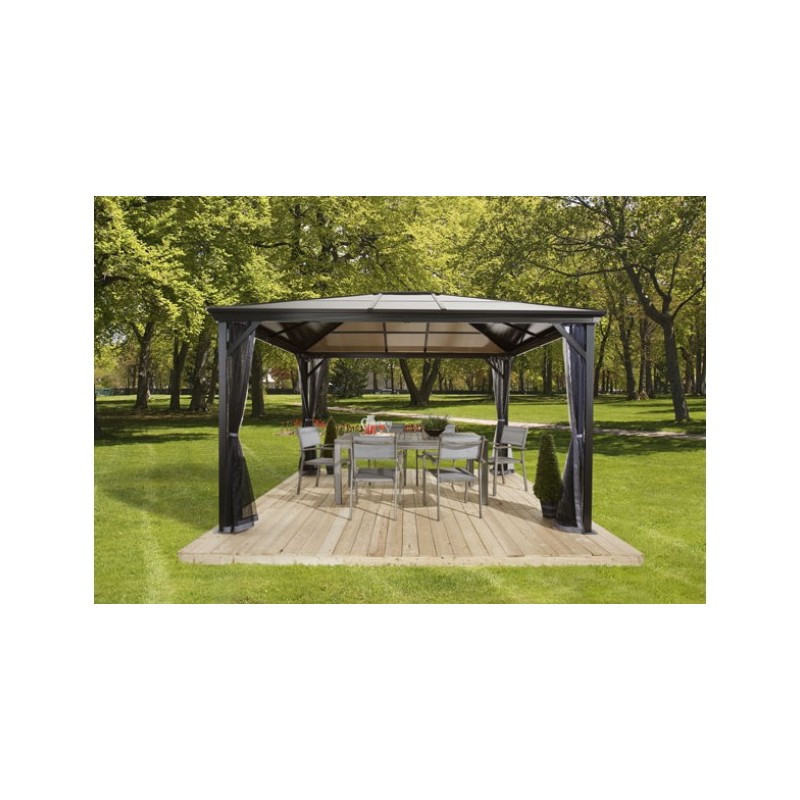 Pergola 3x3m Verona alu anthracite et polycarbonate 6mm - SOJAG