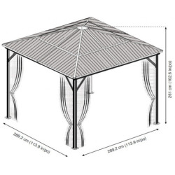 Pergola 3x3m Verona alu anthracite et polycarbonate 6mm - SOJAG