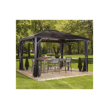 Pergola 3x4m Verona en alu gris et toit polycarbonate 6mm - SOJAG