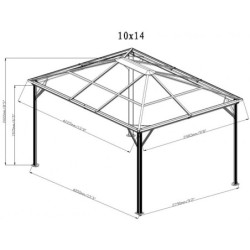 Pergola 3x4m Verona en alu gris et toit polycarbonate 6mm - SOJAG