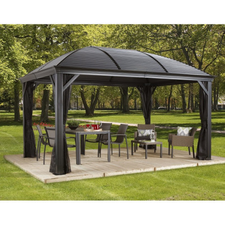 Pergola 3x4m Moreno alu gris et toit en acier galvanisé - SOJAG