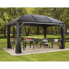 Pergola 3x4m Moreno alu gris et toit en acier galvanisé - SOJAG