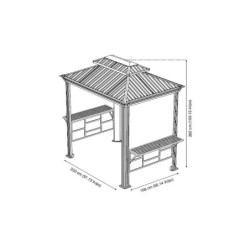 Pergola en aluminium anthracite Messina BBQ 2x3m - SOJAG