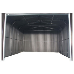 Garage métal anthracite 17,31m² porte enroulable + kit d'ancrage X-METAL