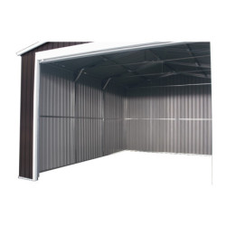 Garage métal gris 15,1m² Porte enroulable + kit d'ancrage X-METAL