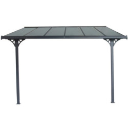 Pergola adossée ajustable en alu anthracite 3,75x2,55m X-METAL