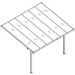Pergola adossée ajustable en alu anthracite 3,75x2,55m X-METAL
