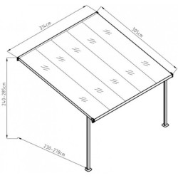 Pergola adossée alu ajustable 3,05x3,14m + Ancrage offert X-METAL